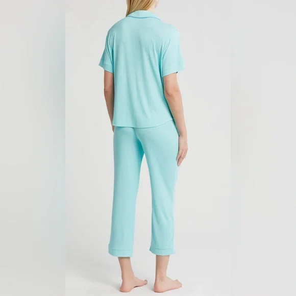 PJ Salvage Couture Rib Scallop Trim Aqua Pajama Set 2 Piece NWT L - Picture 2 of 5